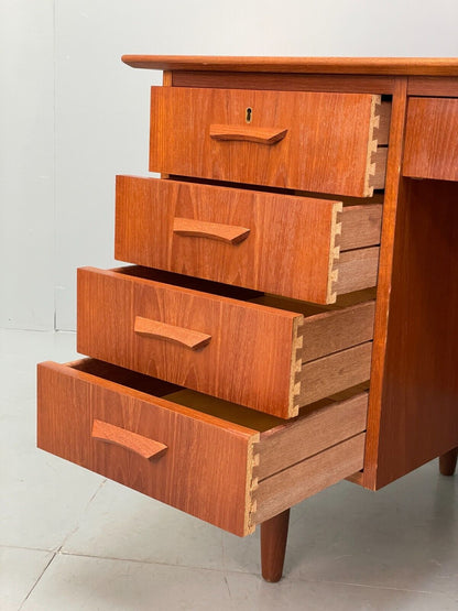 Vintage Danish Teak Desk With Drawers Shelving Mid Century Style EB9125 MWOO - UKDK FURNITURE