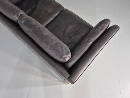Vintage 2 Seat Sofa Danish Black Leather Mid Century Retro 1980s  EB10482 M2SS12