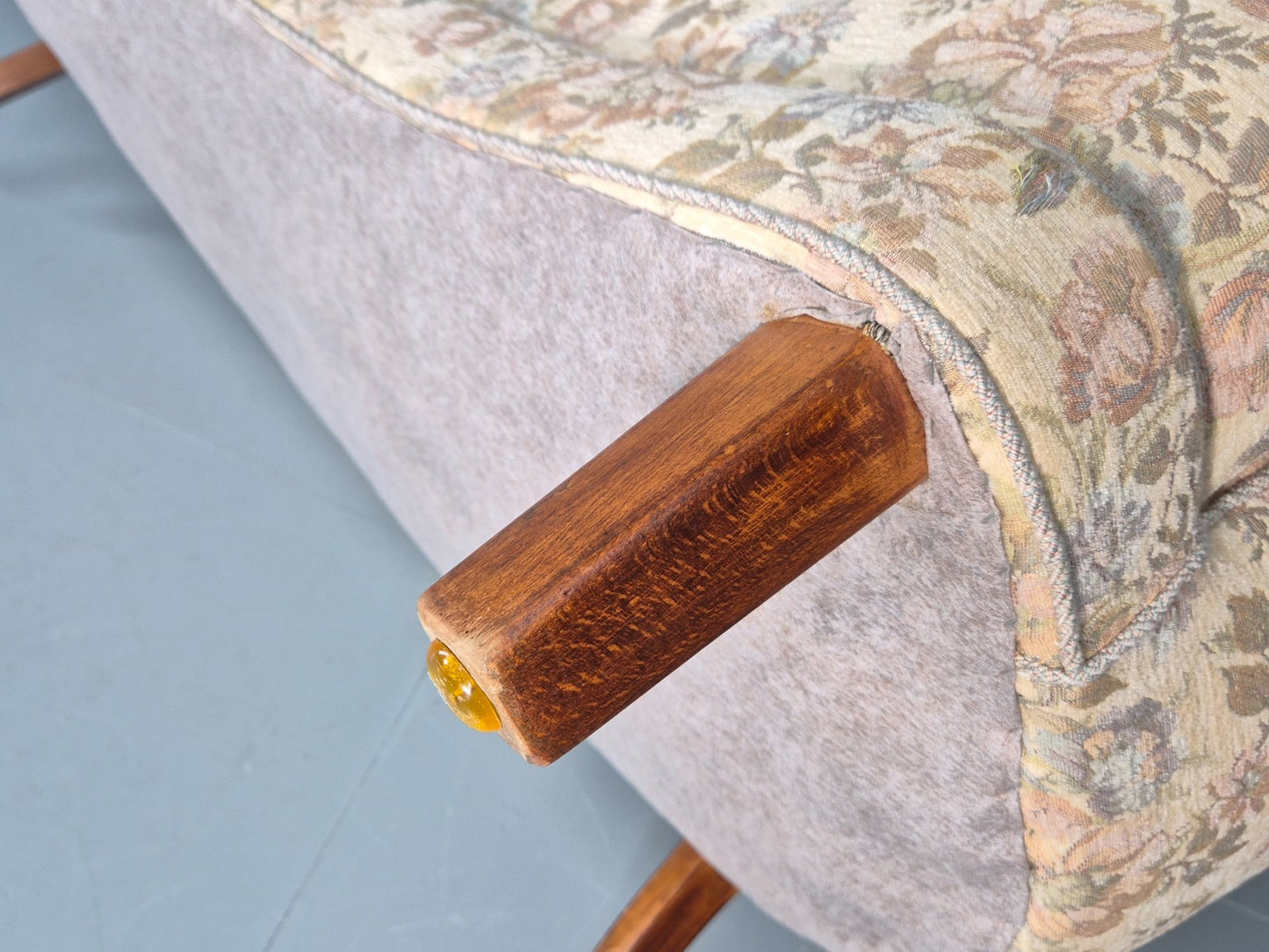 Vintage Two Seater Danish Curved Banana Sofa 1930s Art Deco Floral EB10795 V2SS11