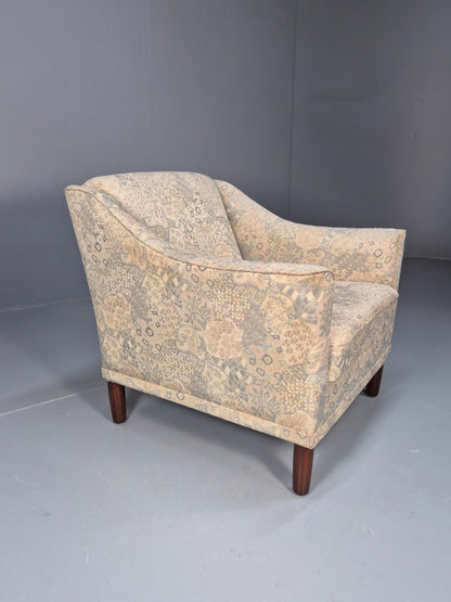 Vintage Danish Lounge Chair Abstract Floral 1980s Material Retro EB09600 MNOR - UKDK FURNITURE