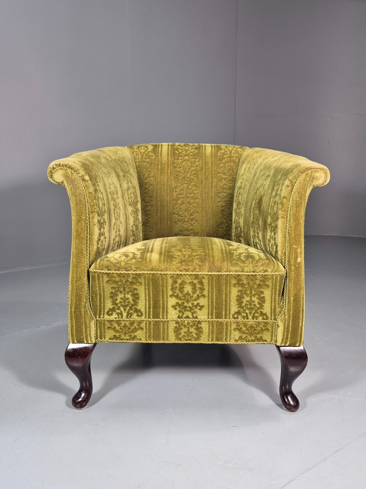 Vintage Art Deco Danish Tub Chair Green Moquette 1940s  EB10775 VCLO1