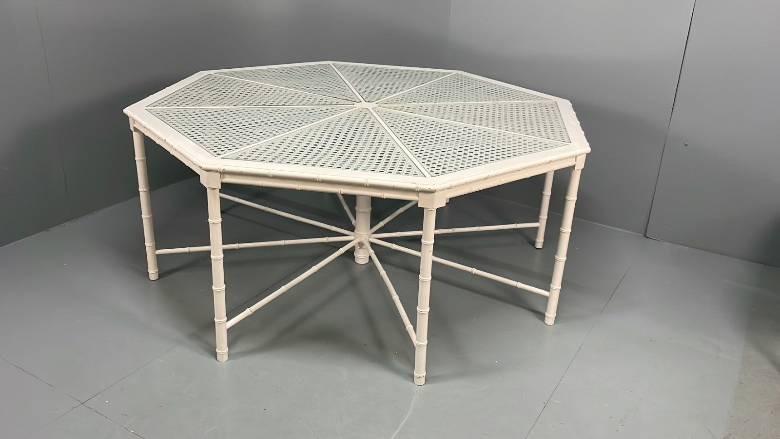 White Bamboo Dining Table & 8 Chairs Harrods 1950s Plantation Style EB11554 MWOO11