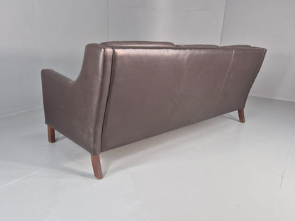 Vintage 3 Seat Sofa Brown Leather Danish Mid Century 1970s Retro  EB10537 M3SS18