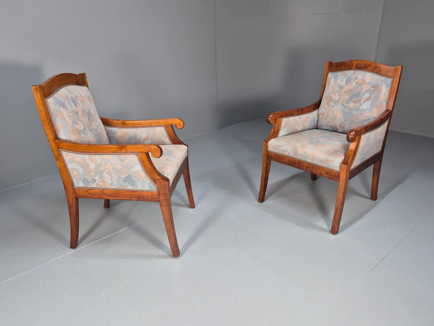 2 Vintage Danish Empire Lounge Chairs Blue Ash Frame 1920s EB9644 VCLO - UKDK FURNITURE