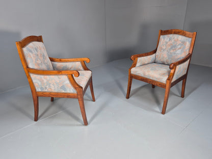 2 Vintage Danish Empire Lounge Chairs Blue Ash Frame 1920s EB9644 VCLO - UKDK FURNITURE