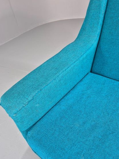Vintage Swedish Lounge Chair 1960s Retro Dux Mid Century Blue Wool  EB11104 MNOR20