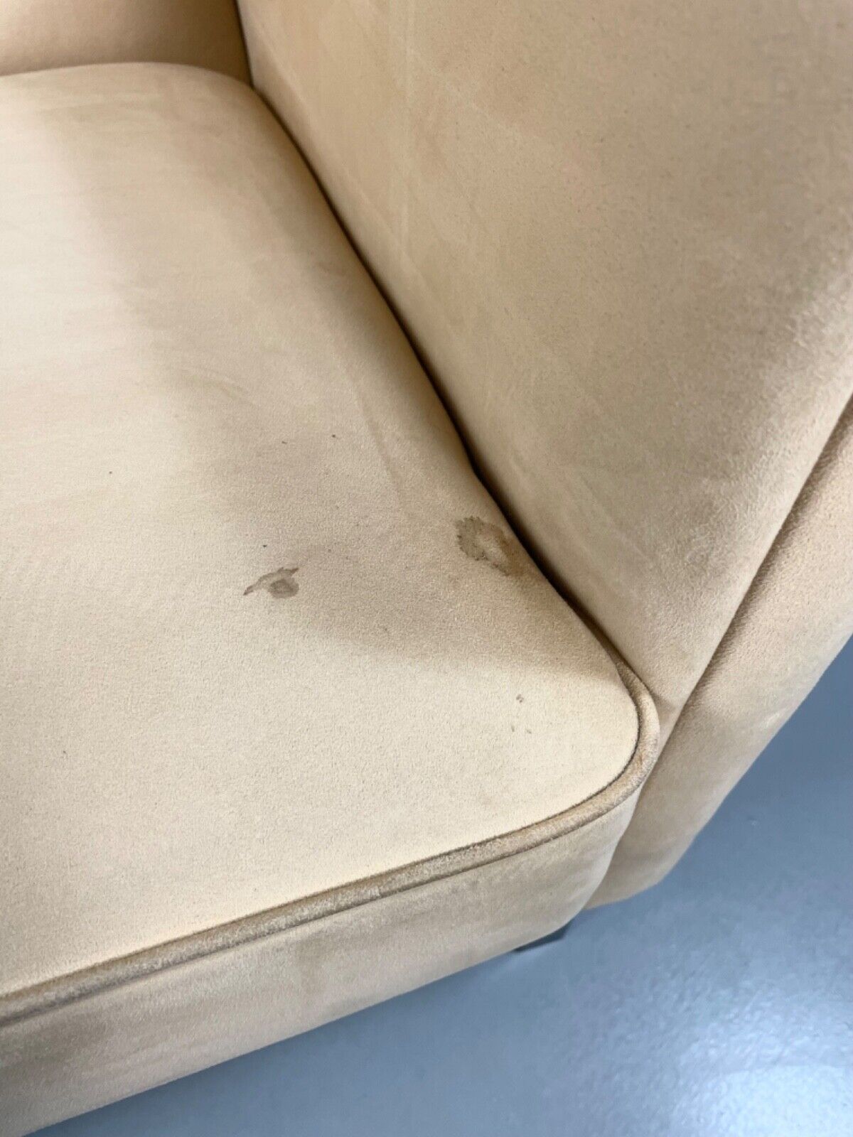 Danish Modern Cream Suede Wing Back Armchair, MCM, Retro, Vintage EB4500 VCLO - UKDK FURNITURE