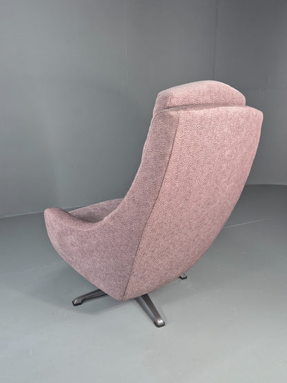 Vintage Mid Century Swivel Bucket Chair Danish 1970s New Upholstery EB11819 MSWI7