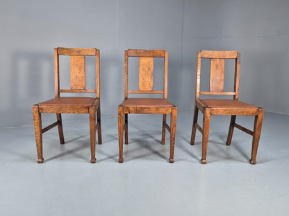 3 Arts and Crafts Heals style Oak Dining Chairs 1920s EB10695 VDIN2