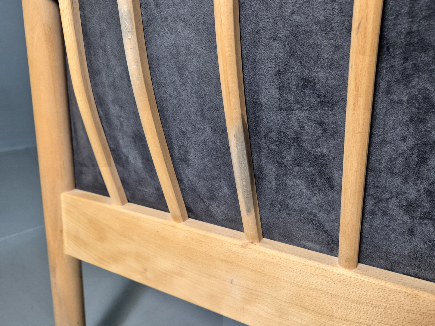 2 Seat Sofa Slate Velour Beech Frame Curved Vintage Danish Retro MCM EB7198 M2SS13