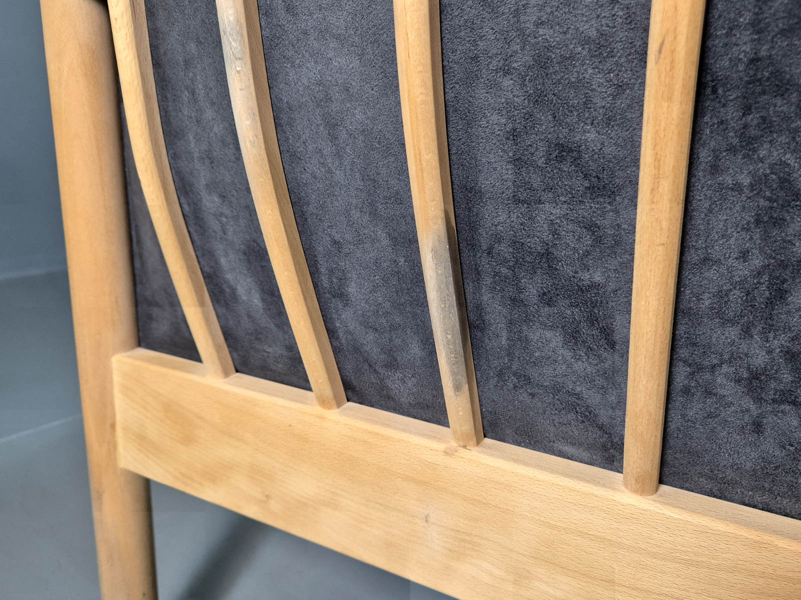 2 Seat Sofa Slate Velour Beech Frame Curved Vintage Danish Retro MCM EB7198 M2SS13