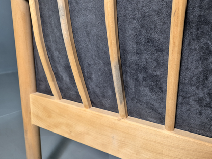 2 Seat Sofa Slate Velour Beech Frame Curved Vintage Danish Retro MCM EB7198 M2SS13