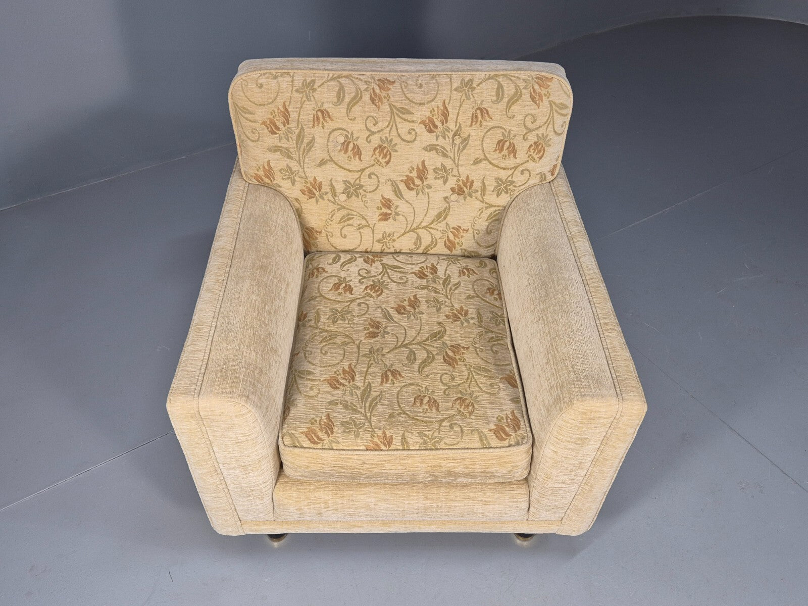 Vintage 1960s Lounge Chair in Cream Floral Retro MCM EB9682 MNOR - UKDK FURNITURE