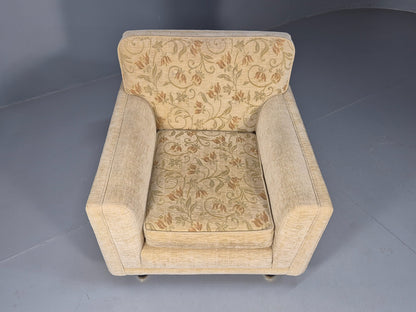Vintage 1960s Lounge Chair in Cream Floral Retro MCM EB9682 MNOR - UKDK FURNITURE