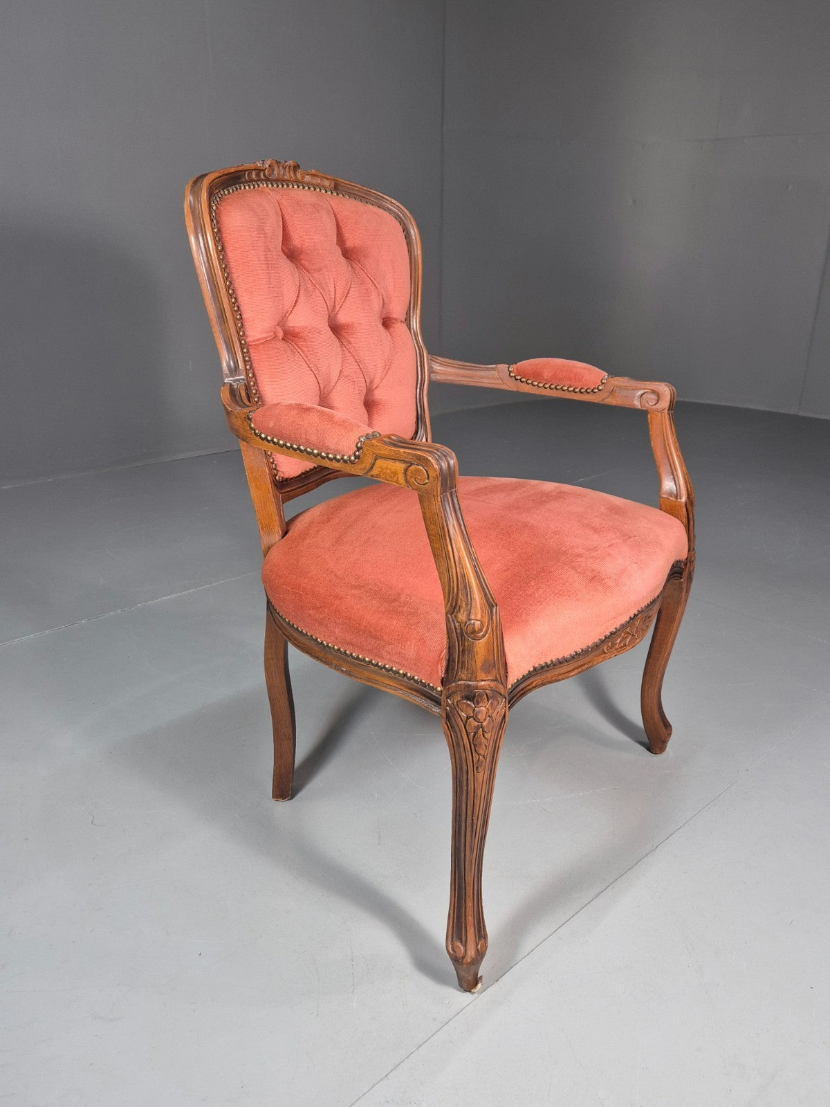 Vintage Rococo Lounge Chair Danish 1970s Reproduction Salmon Pink EB10773 VCLO5