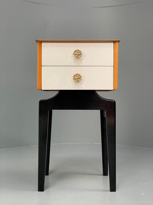 Vintage G Plan Oak Bedside Table 1950s Mid Century Black White Paint EB9814 MWOO - UKDK FURNITURE