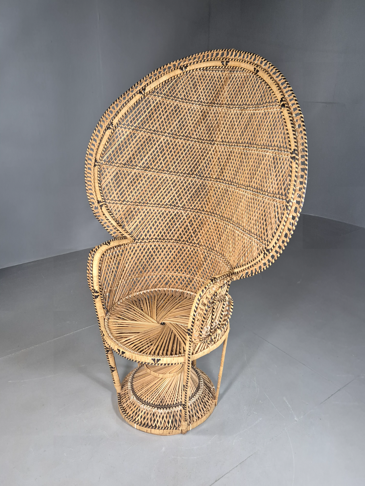 EB7116 Vintage Bamboo Cane Peacock Chair 1980s Retro VBER - UKDK FURNITURE