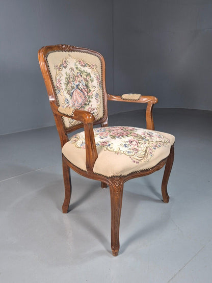 Vintage Danish Lounge Chair Fauteuil Floral Tapestry Hardwood Retro EB8083 VCAR - UKDK FURNITURE