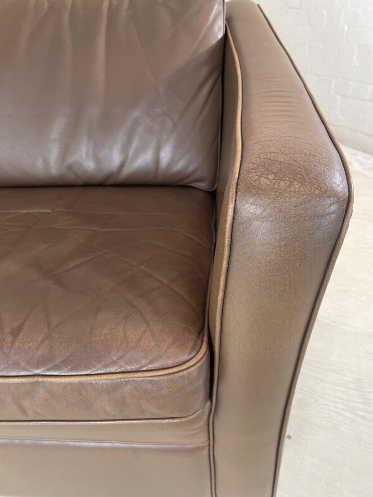 Vintage Danish Leather Two Seat Sofa 1970s Retro Thams Style EB4087 M2SS - UKDK FURNITURE