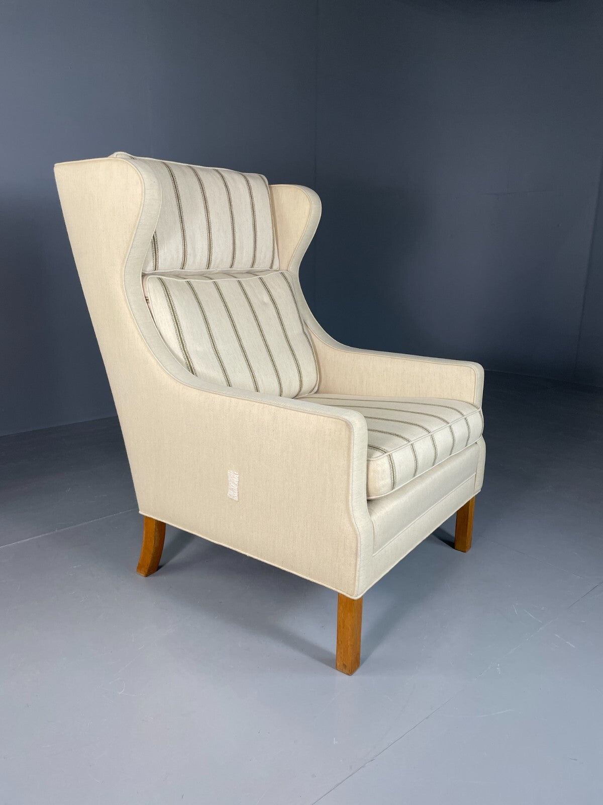 Vintage Danish Lounge Chair Cream Wool Wing Back 1979s Retro MCM EB6620 MNOR3