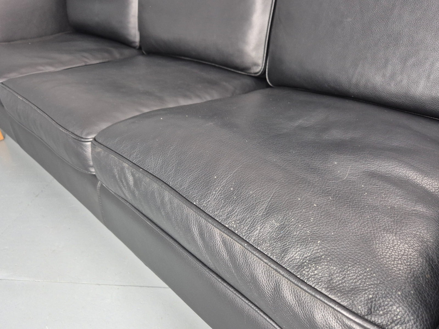 Vintage 3 Seater Sofa Danish Black Leather Mid Century Retro 1980s  EB10469 M3SS18