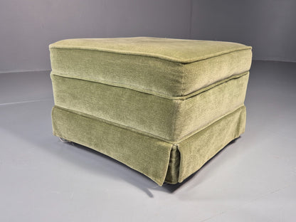 Vintage 1970s Footstool Pouffe Green Velour Retro EB11483 MFOO12