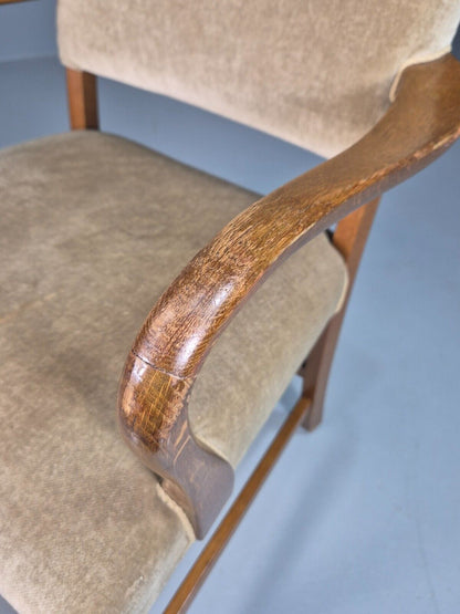 Vintage Danish Oak And Light Green Velour Elbow Chair EB8010 VDIN - UKDK FURNITURE