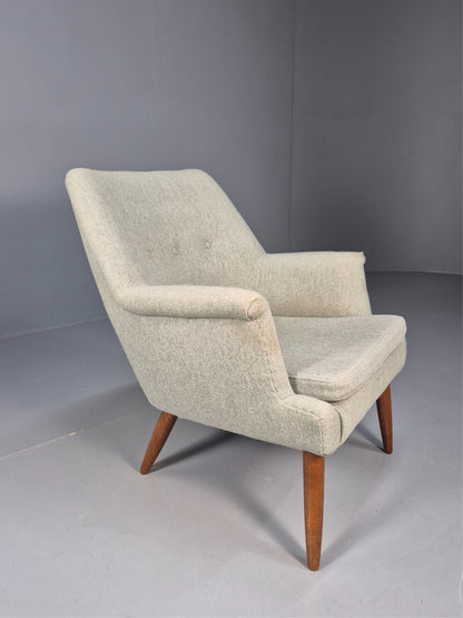Mid Century Danish Chair Light Mint Grey Wool Oak Legs Vintage MNOR - UKDK FURNITURE