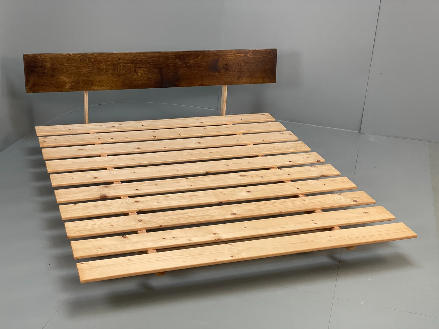 King Size Bed Frame With Plywood Headboard Minimalist Style EB10948 MWOO1