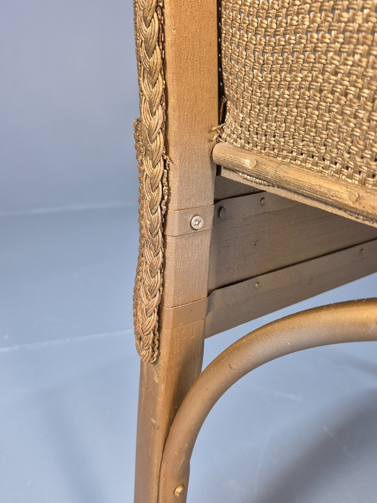 Vintage Gold Lloyd loom Tub Chair 1960s Retro EB9701 VBER - UKDK FURNITURE