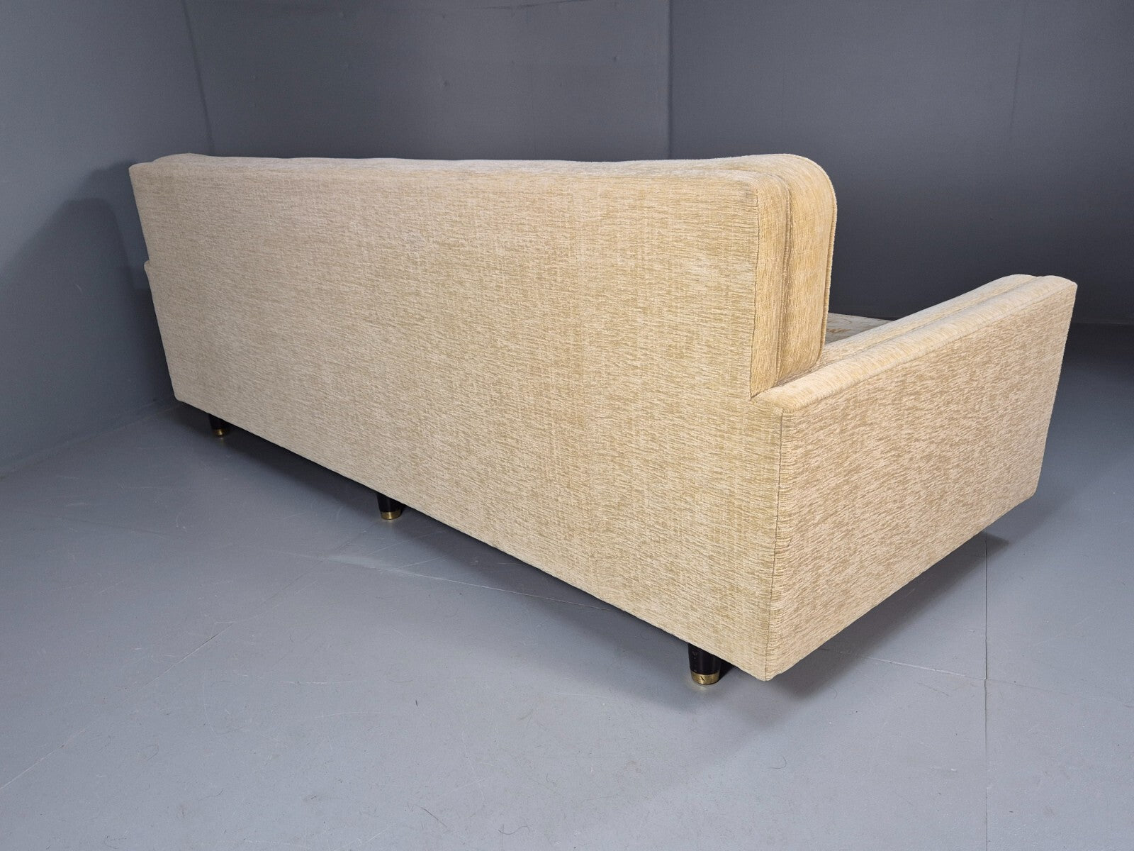 Vintage 1960s Sofa Cream Floral Upholstery 3 Seat Quality Retro EB9680 M3SS - UKDK FURNITURE