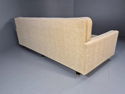 Vintage 1960s Sofa Cream Floral Upholstery 3 Seat Quality Retro EB9680 M3SS - UKDK FURNITURE