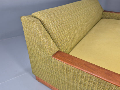 Vintage Danish 2 Seat Sofa Green Wool Teak Arms Retro MCM EB8900 M2SS - UKDK FURNITURE