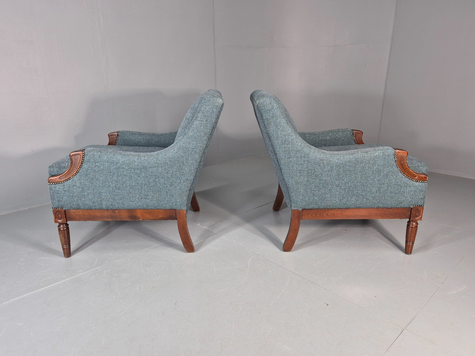 2 Vintage regency Style Armchairs 1970s Danish New Upholstery  EB11135 VCLO11