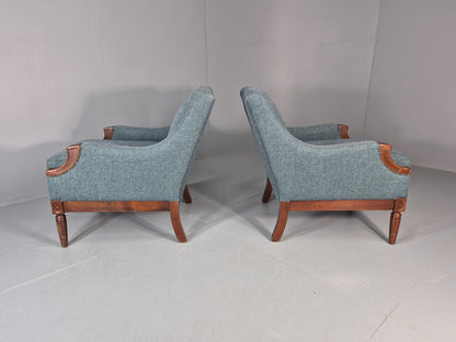 2 Vintage regency Style Armchairs 1970s Danish New Upholstery  EB11135 VCLO11