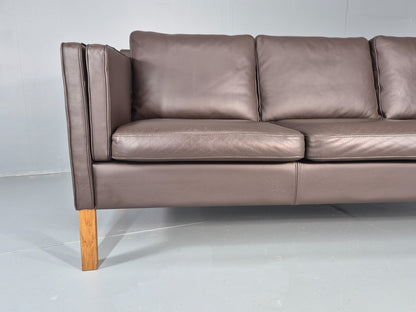 Vintage Danish 3 Seat Brown Leather Sofa Mid Century Style  Retro EB10544 M3SS2