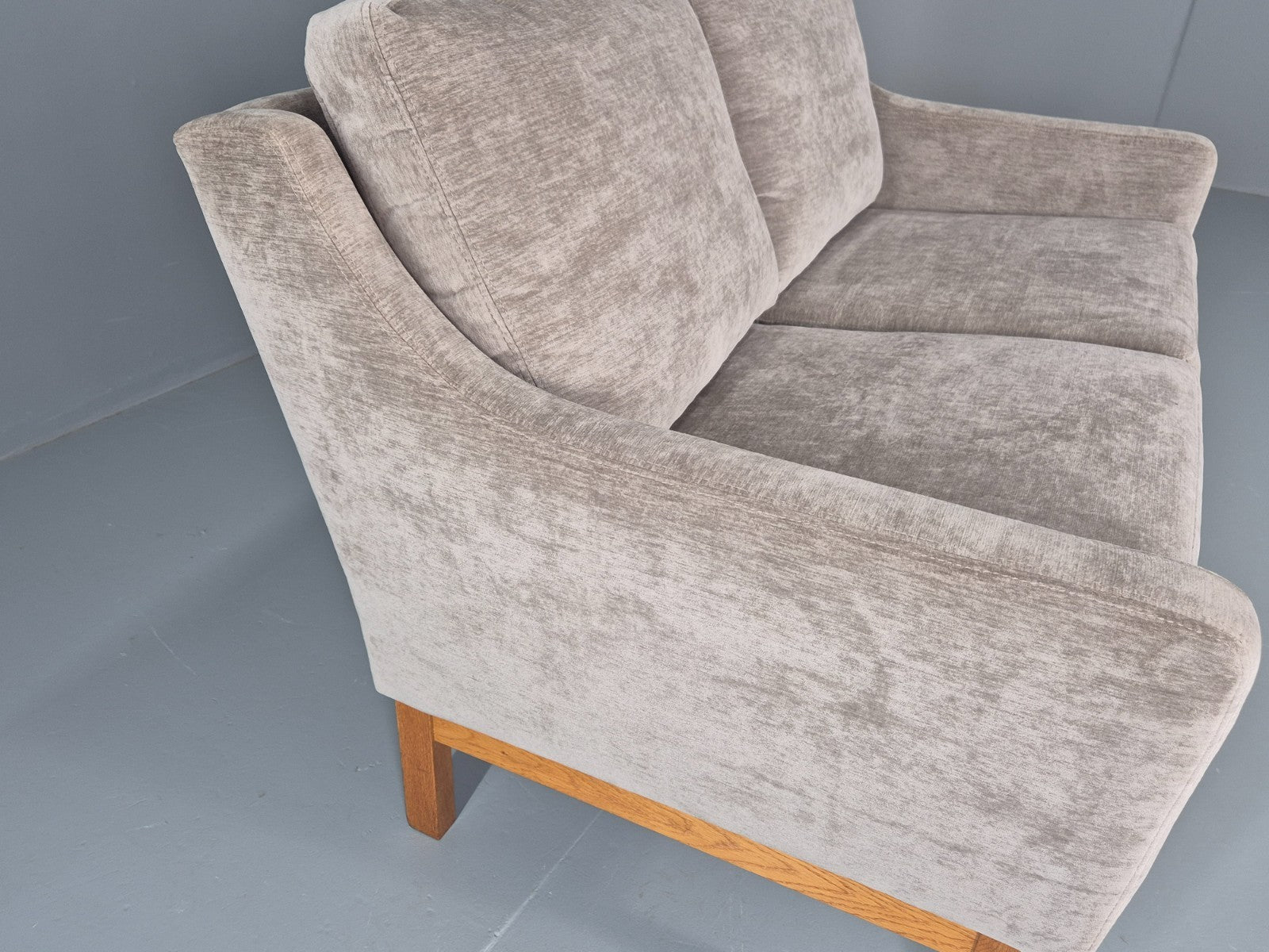 Vintage Mid Century 2 Seat Sofa New upholstery Oak base 1970s Retro EB11822 M2SS12