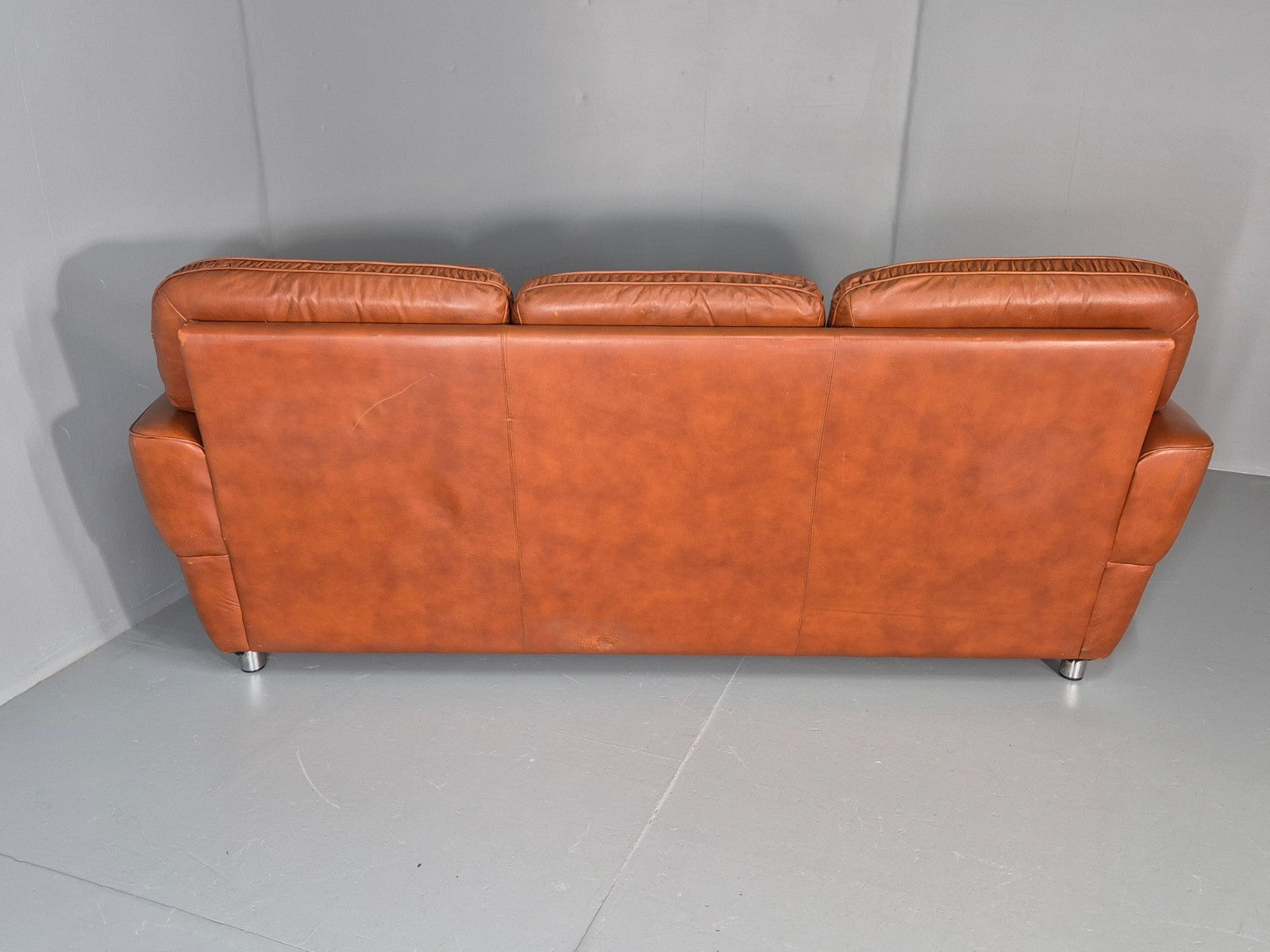Vintage Danish 3 seater Settee 1970s Danish Tan Leather Retro MCM EB11638 M3SS14