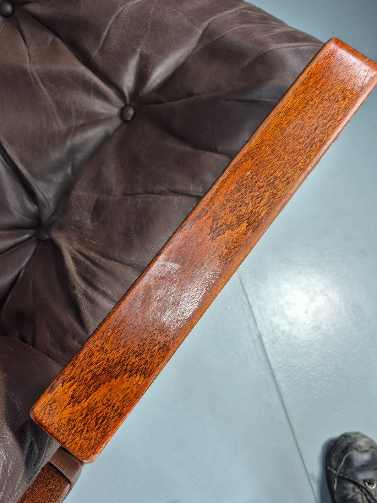 Vintage Skyline Lounge Chair Brown Leather 1970s Retro MCM Bentwood EB11326 MBEN8