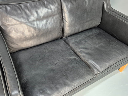Mid Century Stouby Eva Two Seater Sofa Vintage Danish Black Leather EB10108 M2SS11