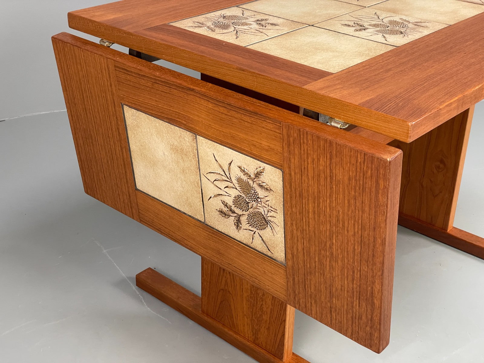 Vintage Teak Dining Table Tile Topped Danish Drop Leaf 1980s EB11563 MWOO13
