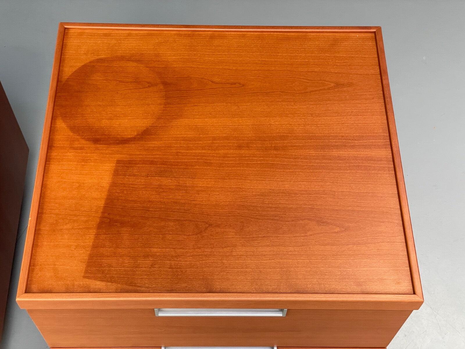 Vintage Pair Bedside Tables Cherry Wood Aluminium 1980s Drawers EB9819 MWOO - UKDK FURNITURE