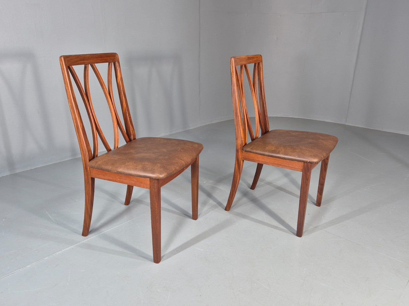2 Vintage G plan Dining Chairs X Back 1970s Retro MCM Teak Frame EB11778 MDIN3