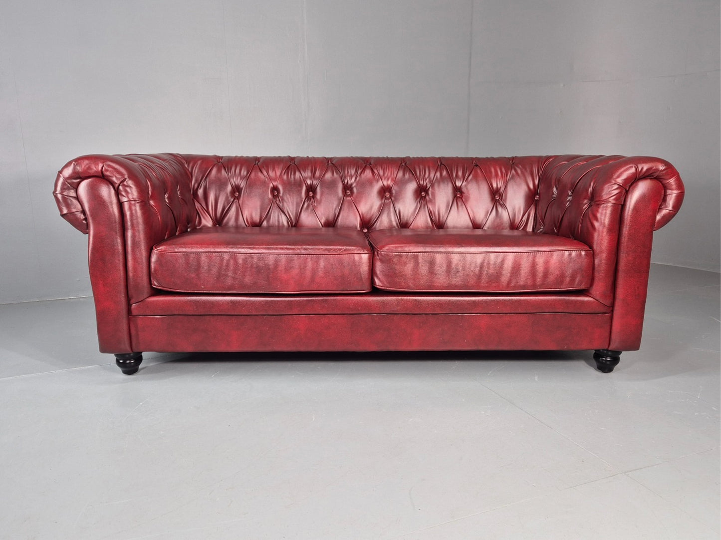 Vintage Vegan Chesterfield Red Vinyl Upholstery EB11665 VCHE3