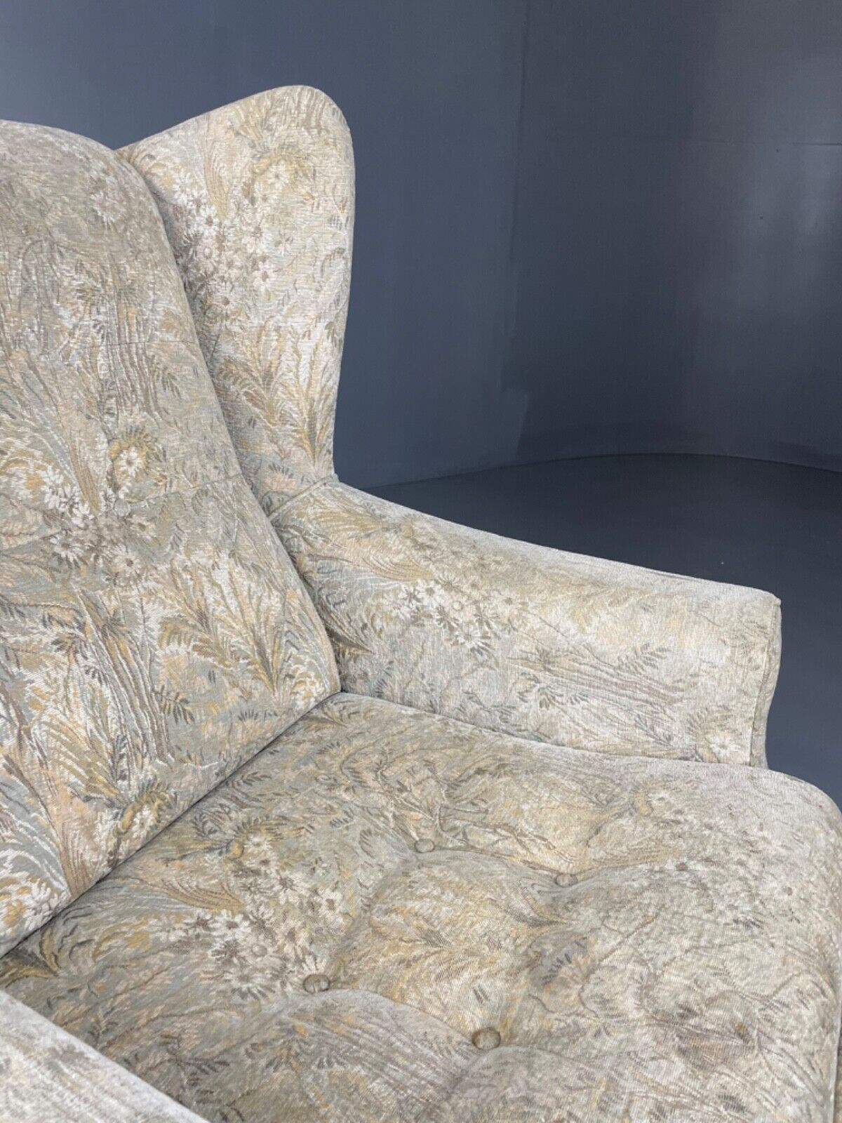 Danish Mid Century Floral Wing Back Armchair, Retro, Deco, Vintage EB4499 VCLO - UKDK FURNITURE