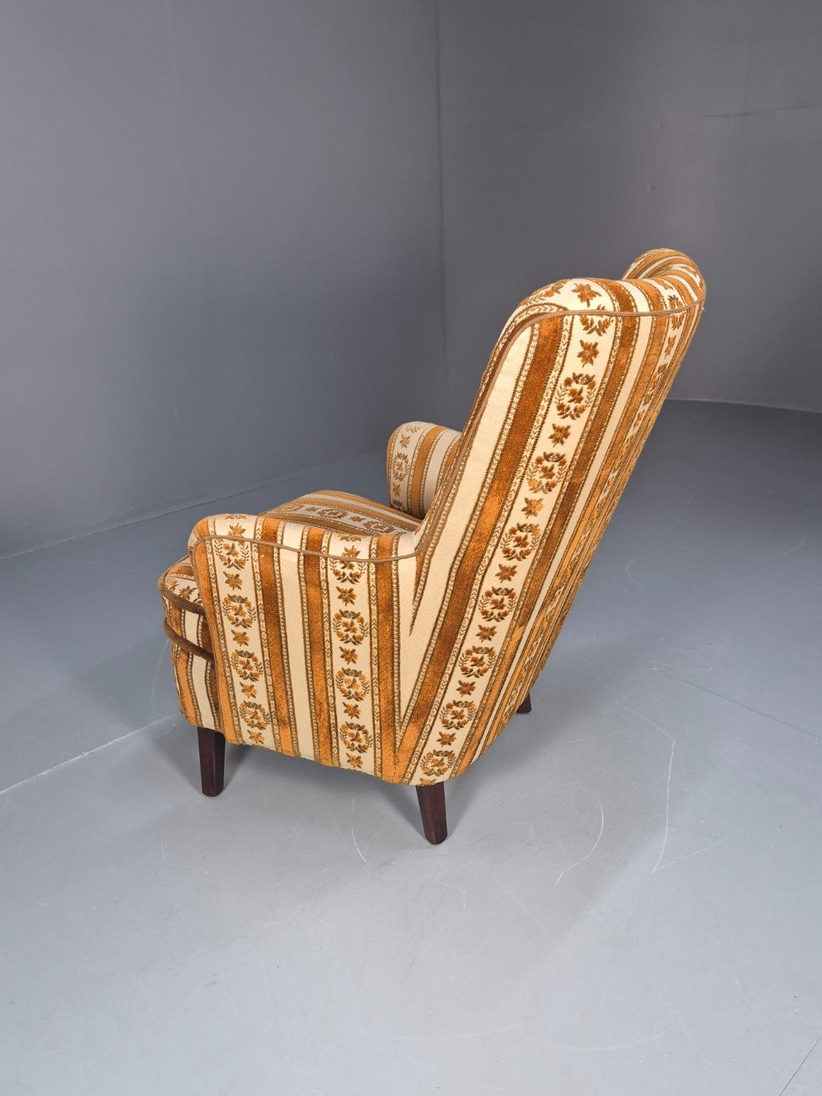 Retro Tub Lounge Chair Vintage Denmark 1960s Orange and Cream  EB10735 VCLO12