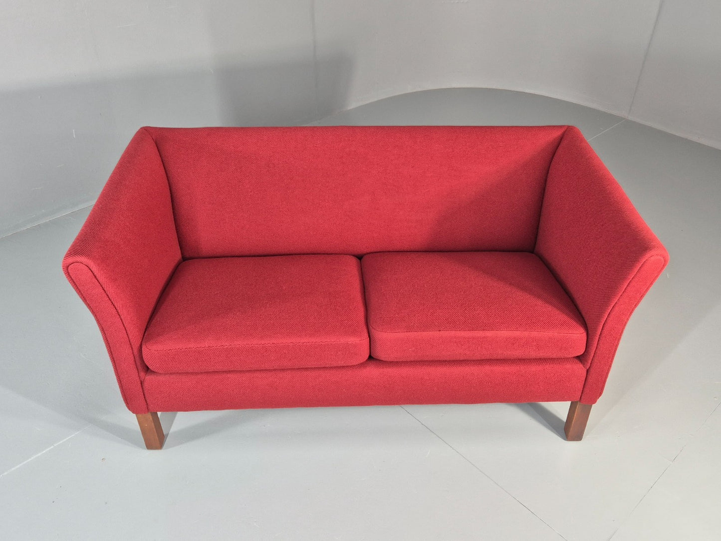 Vintage Danish Two Seater Sofa Mid Century Modern Retro Red Wool EB11363 M2SS4