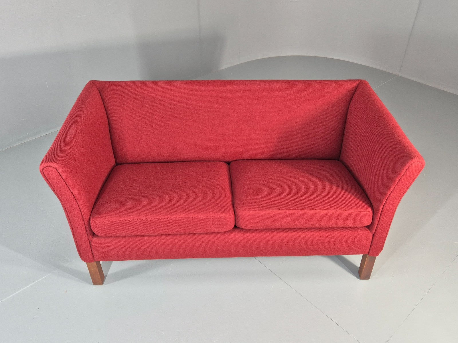Vintage Danish Two Seater Sofa Mid Century Modern Retro Red Wool EB11363 M2SS4
