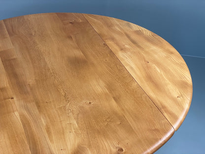 Vintage Ercol Circular Table Drop-Leaf Solid Blond Elm 1960s EB11053 MWOO6