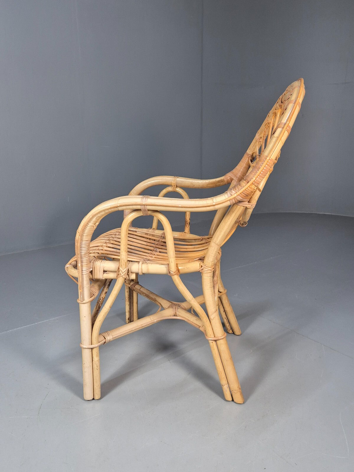 Vintage Cane Work Armchair Unusual Styling 1970s Retro EB9688 VBER - UKDK FURNITURE